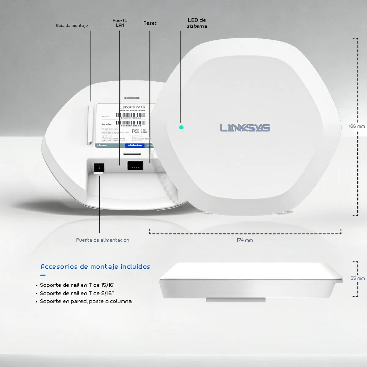 Access Point Linksys LAPAC1300C Dual Band AC1300 2x2 PoE Cloud Interior