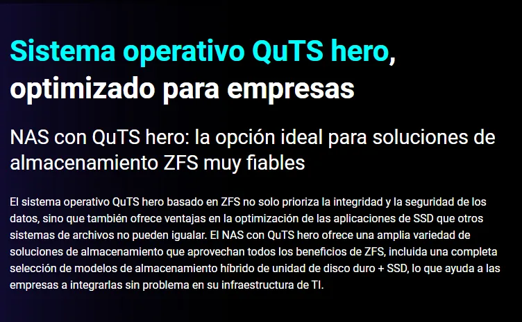 Sistema operativo QuTS hero de QNAP (SI) 