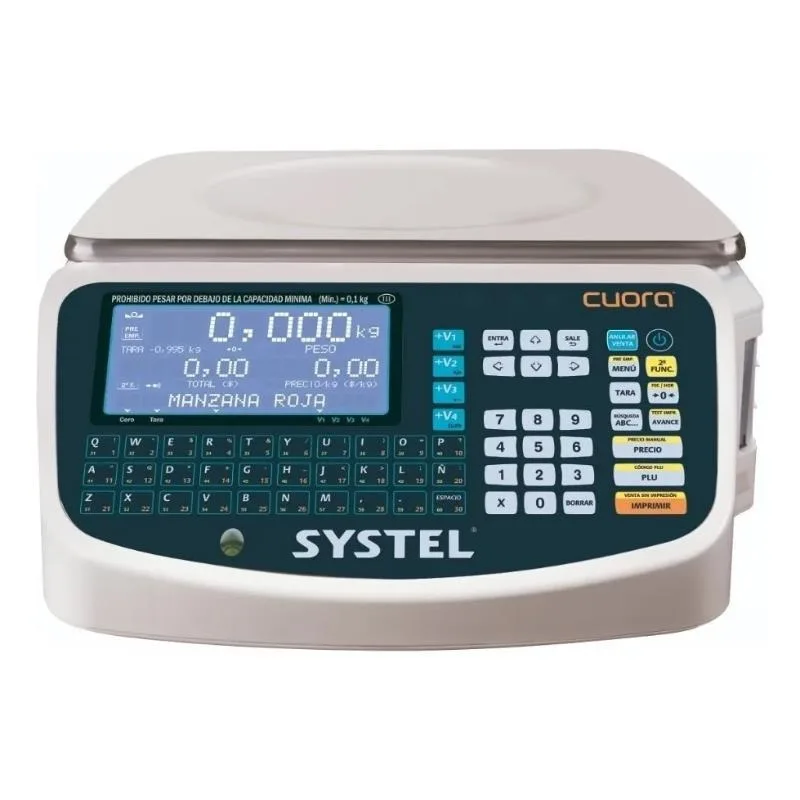 Balanza Systel Cuora Max 30 kg sin torreta (Imprime Etiquetas autoadhesivas y Ticket)