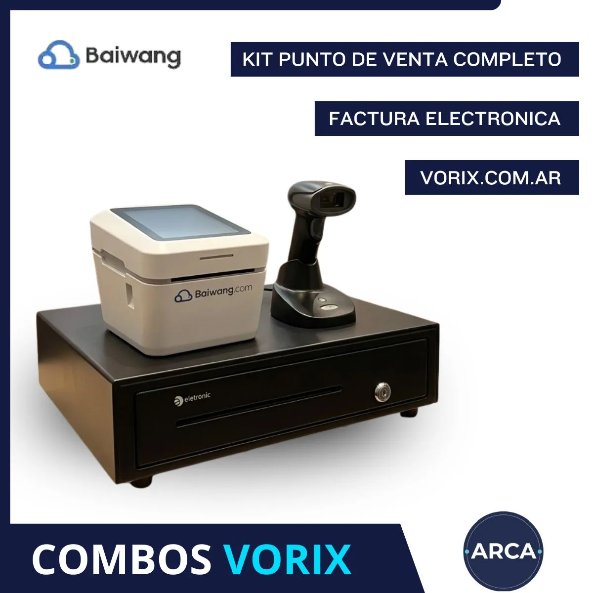 COMBO BAIWANG EXPRESS + CAJON DE DINERO + LECTOR CODIGO DE BARRAS