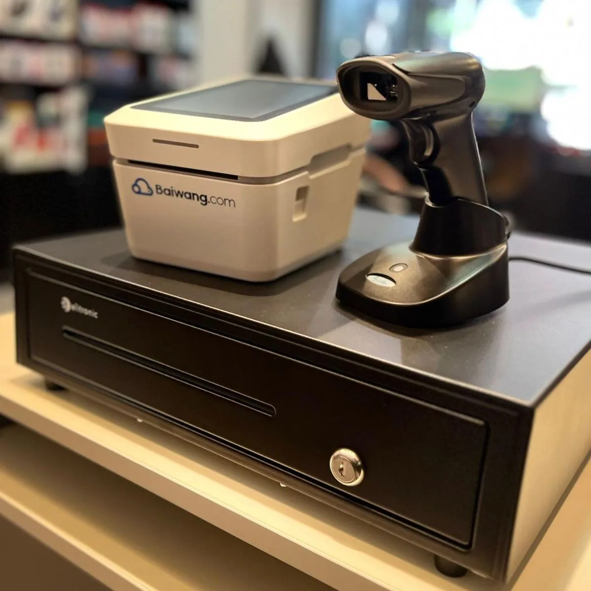 COMBO BAIWANG EXPRESS + CAJON DE DINERO + LECTOR CODIGO DE BARRAS