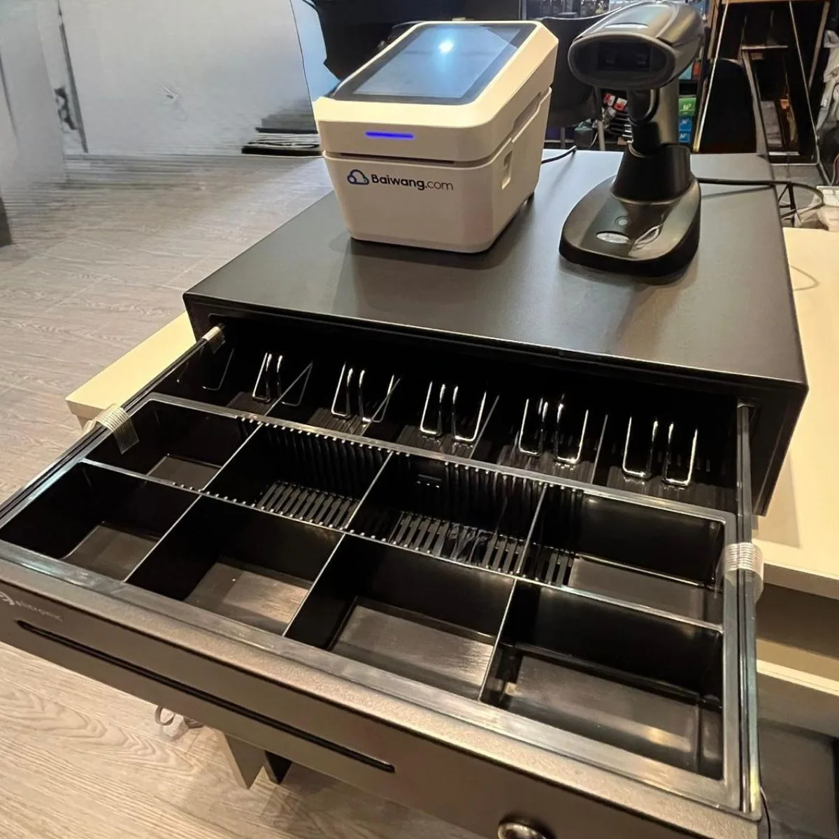 COMBO BAIWANG EXPRESS + CAJON DE DINERO + LECTOR CODIGO DE BARRAS