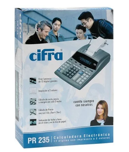 Calculadora Cifra PR-235 (Uso Intensivo - Cinta Bicolor Negro/Rojo)