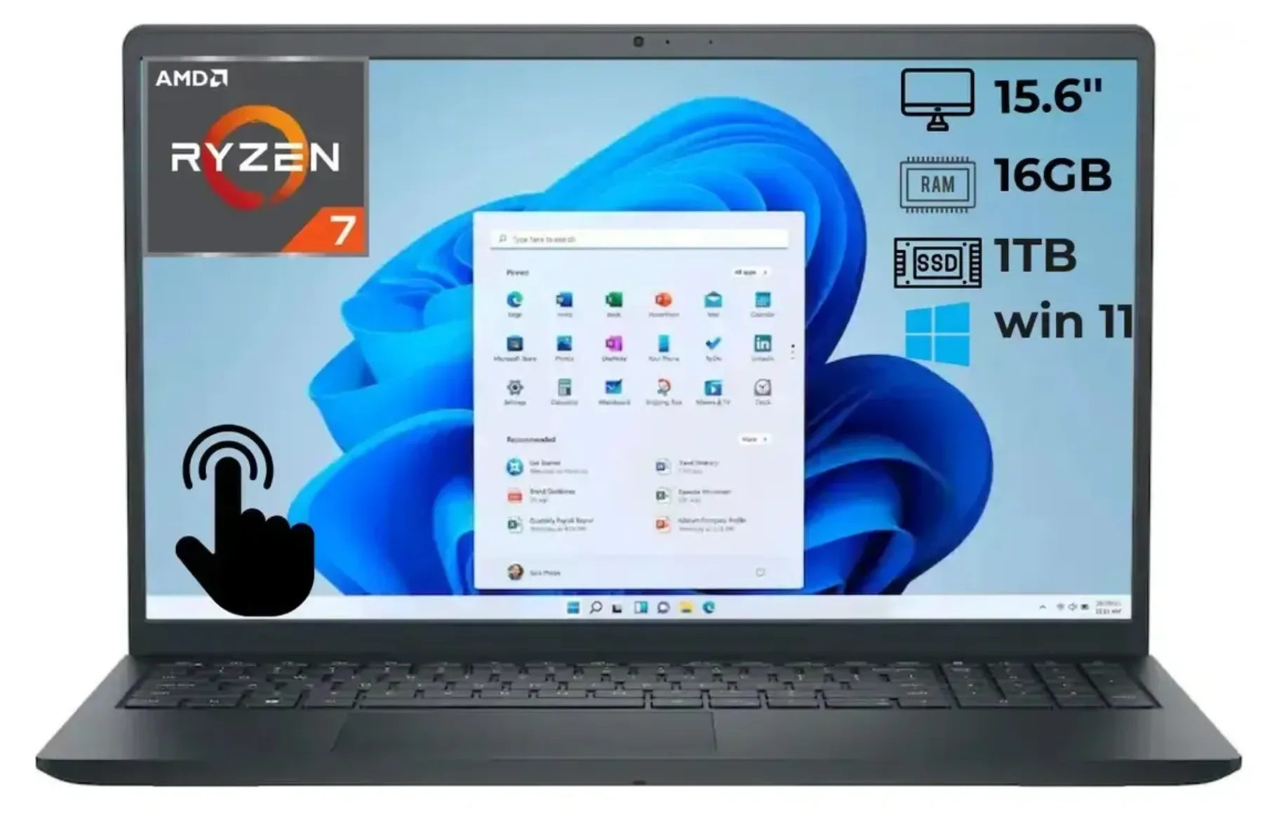 Notebook Dell Inspiron Ryzen 7 7730u 16gb 1tb 15.6" Touch